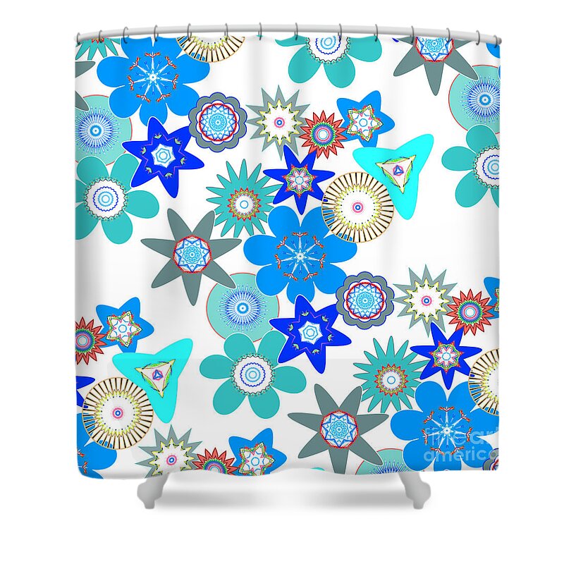 Funky Flower Pattern Shower Curtain featuring the digital art Funky Flower Pattern by Two Hivelys