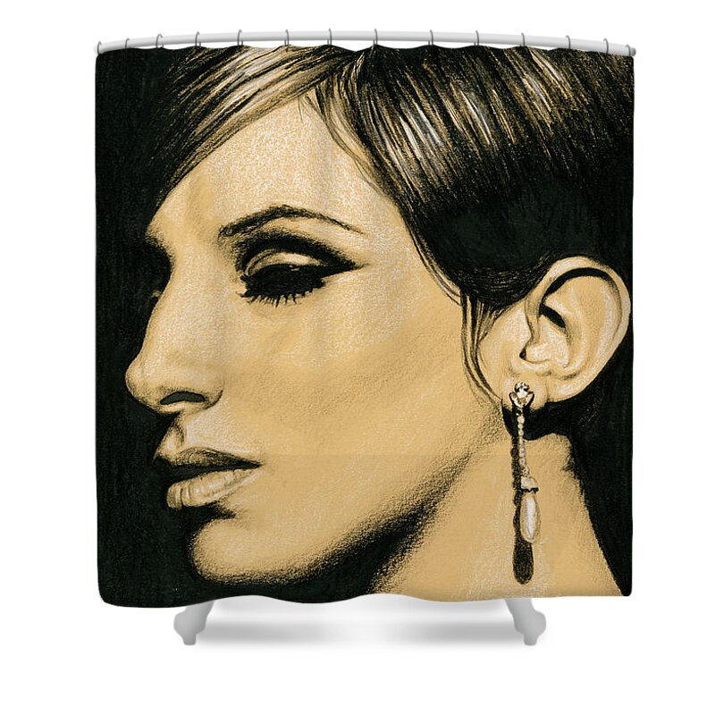 Barbra Streisand Shower Curtain featuring the drawing Funny Girl by Rob De Vries