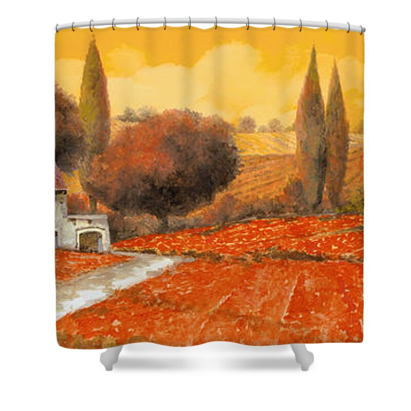 Tuscany Shower Curtain featuring the painting il fuoco della Toscana by Guido Borelli
