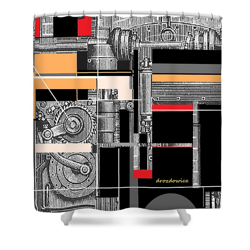Abstract Shower Curtain featuring the mixed media Furnace 1 by Andrew Drozdowicz