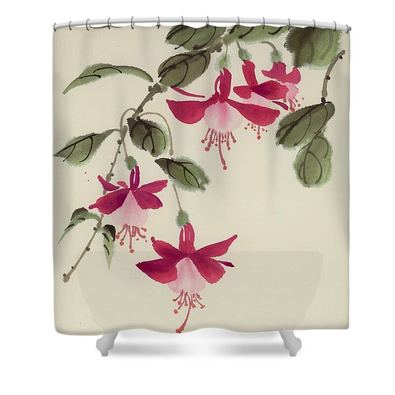Floral Shower Curtain featuring the painting Fuschia Pink by Yolanda Koh
