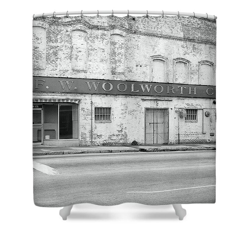 Fine Art Shower Curtain featuring the photograph F.W. Woolworth Co. by Rodney Lee Williams