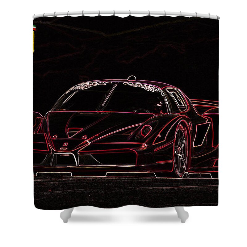 Ferrari Shower Curtain featuring the drawing FXX art 2 by Darrell Foster