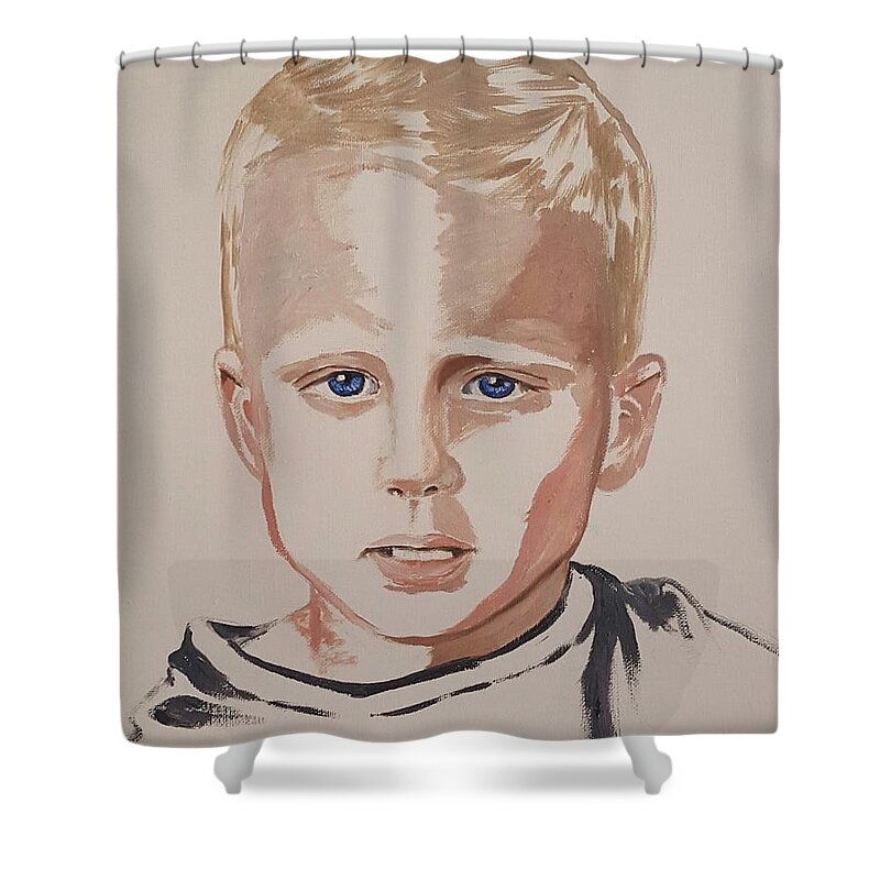 Briggs Myers Shower Curtain featuring the painting Gage INFJ by Alexandria Weaselwise Busen