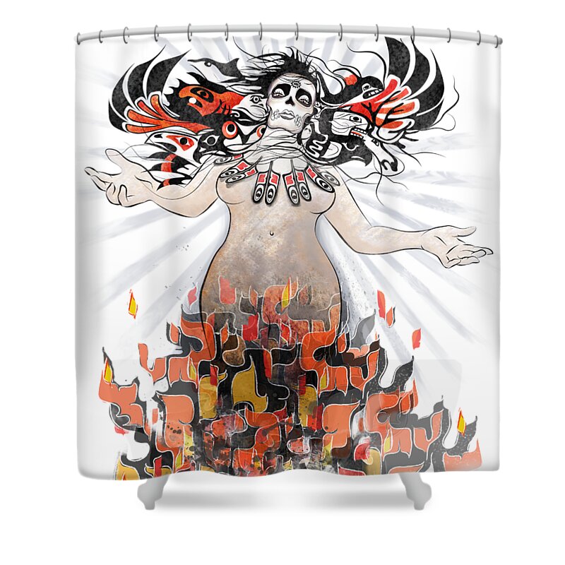 Gaia Shower Curtain featuring the painting Gaia in Turmoil by Sassan Filsoof