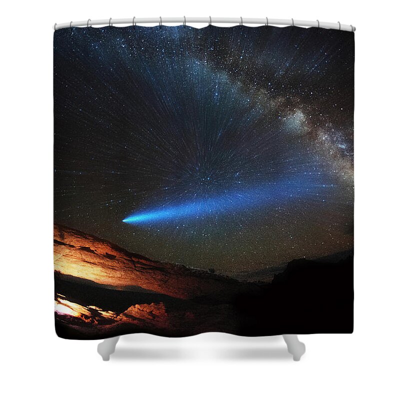 Mesa Arch Shower Curtain featuring the photograph Galactic Traveler by Darren White