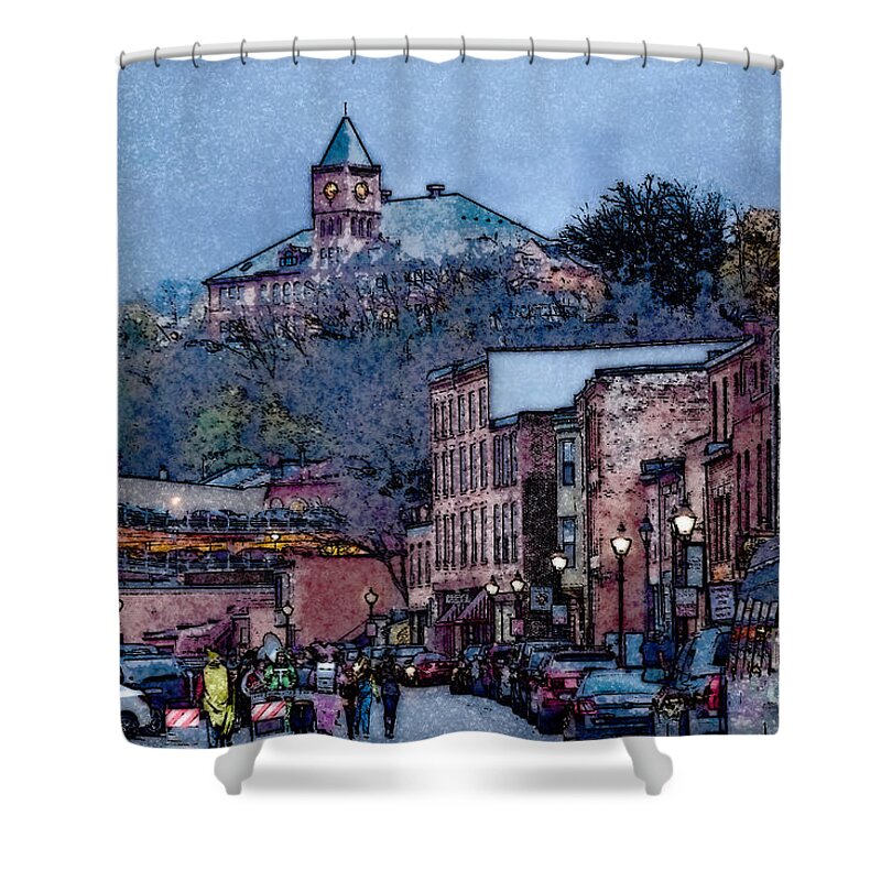 Galena Shower Curtain featuring the digital art Galena Illinois by David Blank