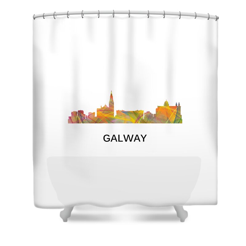Galway Ireland Skyline Shower Curtain featuring the digital art Galway Ireland Skyline by Marlene Watson