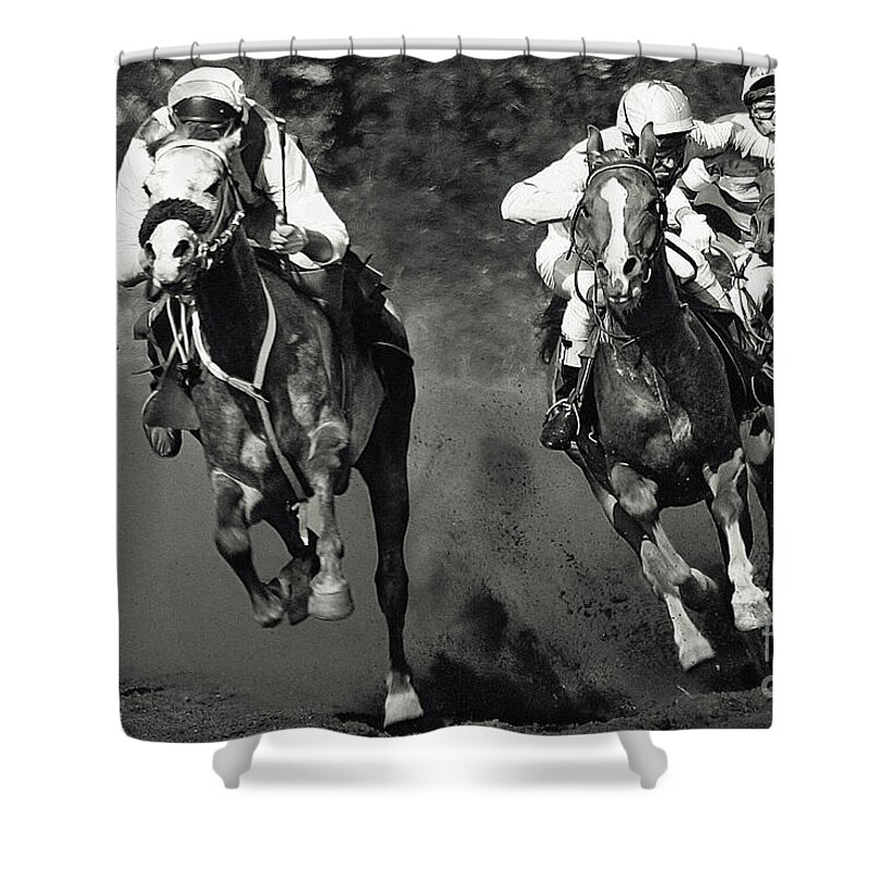 Horse Shower Curtain featuring the photograph Gambling Horses by Dimitar Hristov