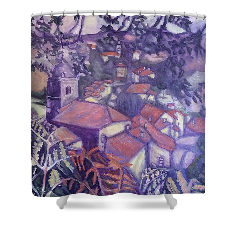 Landscape Shower Curtain featuring the painting Garai by Enrique Ojembarrena