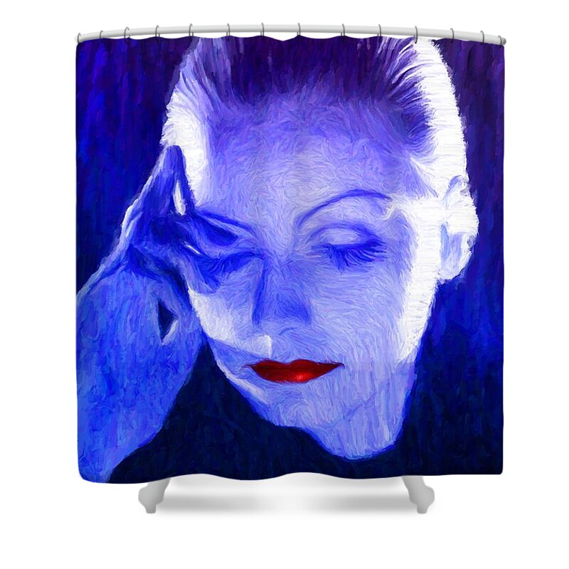 Greta Garbo Shower Curtain featuring the digital art Garbo by Caito Junqueira