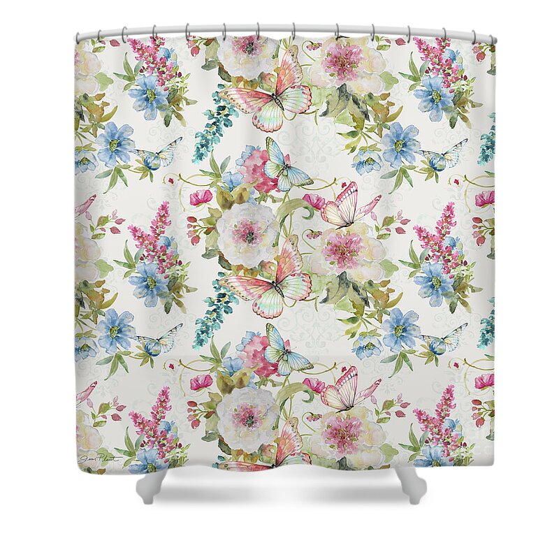 Floral Shower Curtain featuring the painting Garden Bliss-JP3976 by Jean Plout