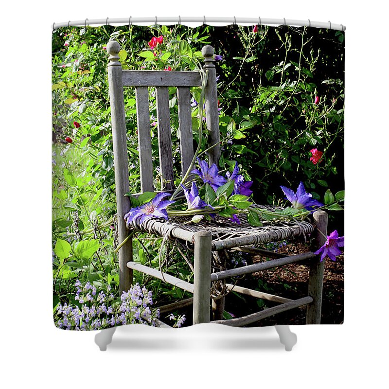 Garden Shower Curtain featuring the photograph Garden Chair by Paula Guttilla