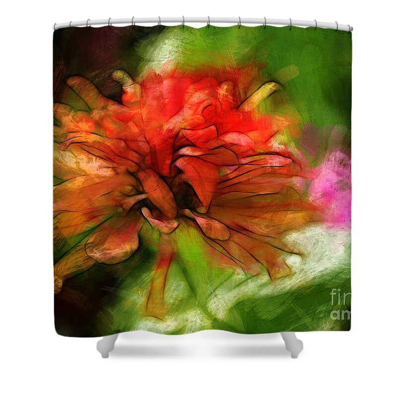 Red Shower Curtain featuring the photograph Garden Flower by Judi Bagwell