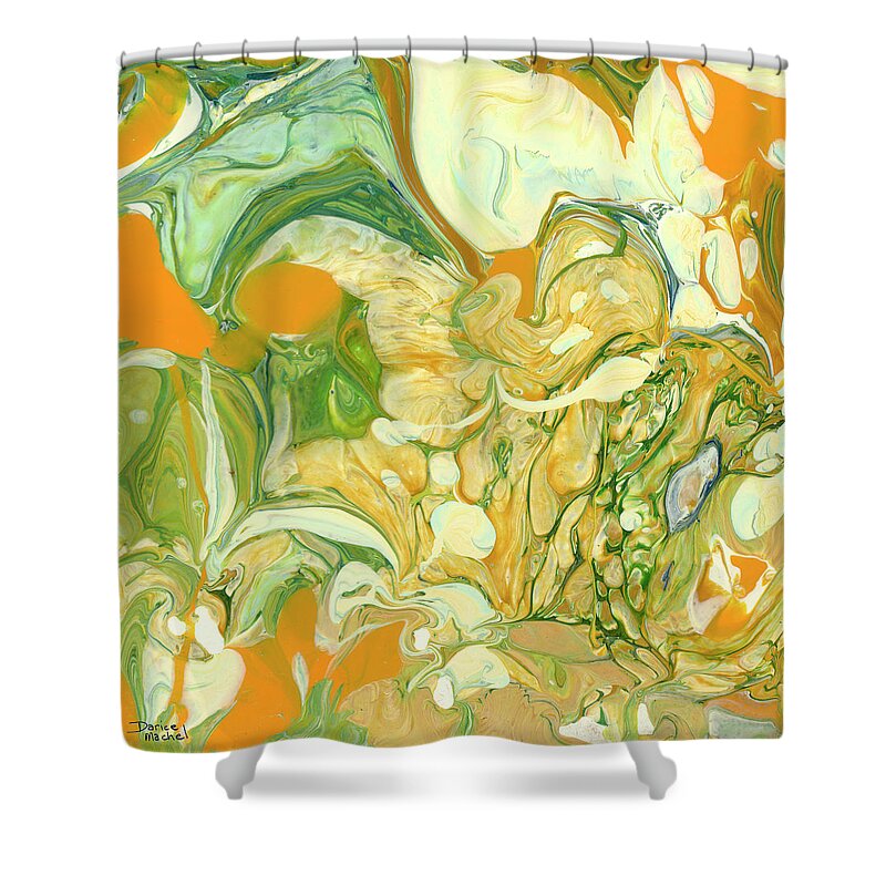 Abstract Shower Curtain featuring the painting Garden Flowers by Darice Machel McGuire