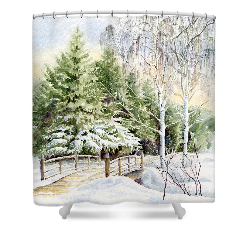 Garden Shower Curtain featuring the painting Garden Landscape Winter by Karla Beatty