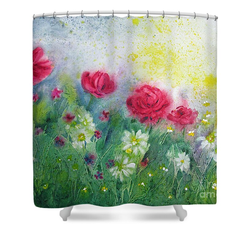 Painting Shower Curtain featuring the painting Garden Mist by Daniela Easter