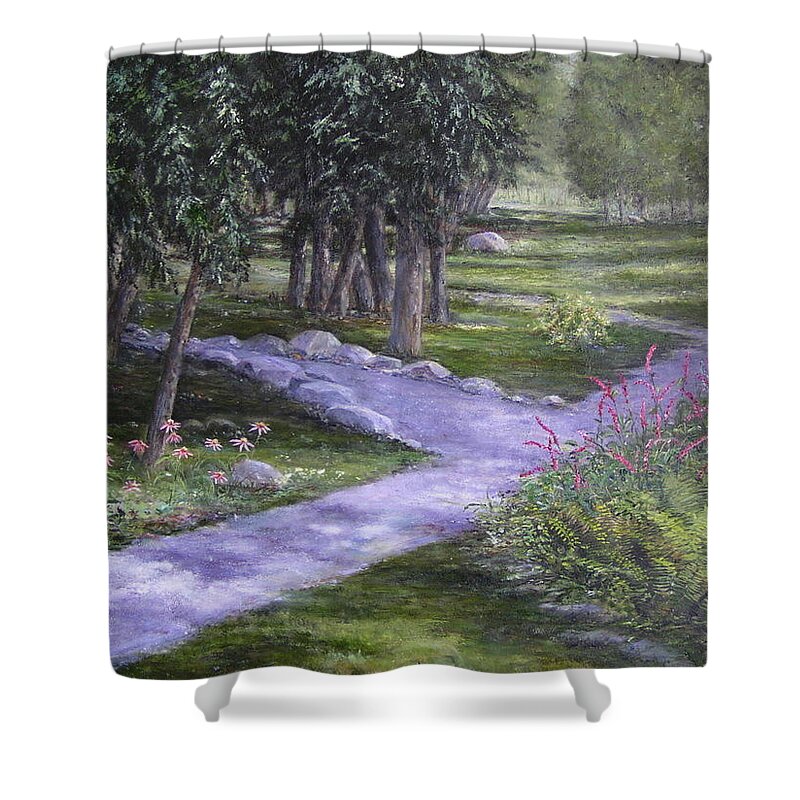 Garden Shower Curtain featuring the painting Garden walk by Jan Byington