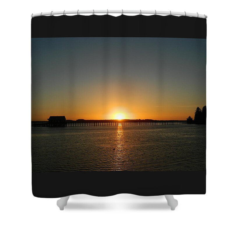 Nature Shower Curtain featuring the photograph Garibaldi Pier Sunset by Gallery Of Hope 