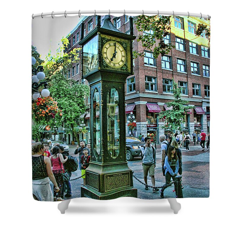 Gastown Shower Curtain featuring the photograph Gastown Steam Clock, Vancouver Canada by Ola Allen