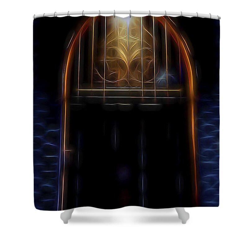 Urban Shower Curtain featuring the digital art Gate of Dreams by William Horden