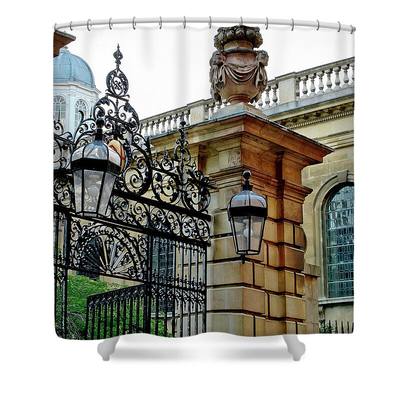 Gate Shower Curtain featuring the photograph Gate to Clare College. Cambridge. by Elena Perelman