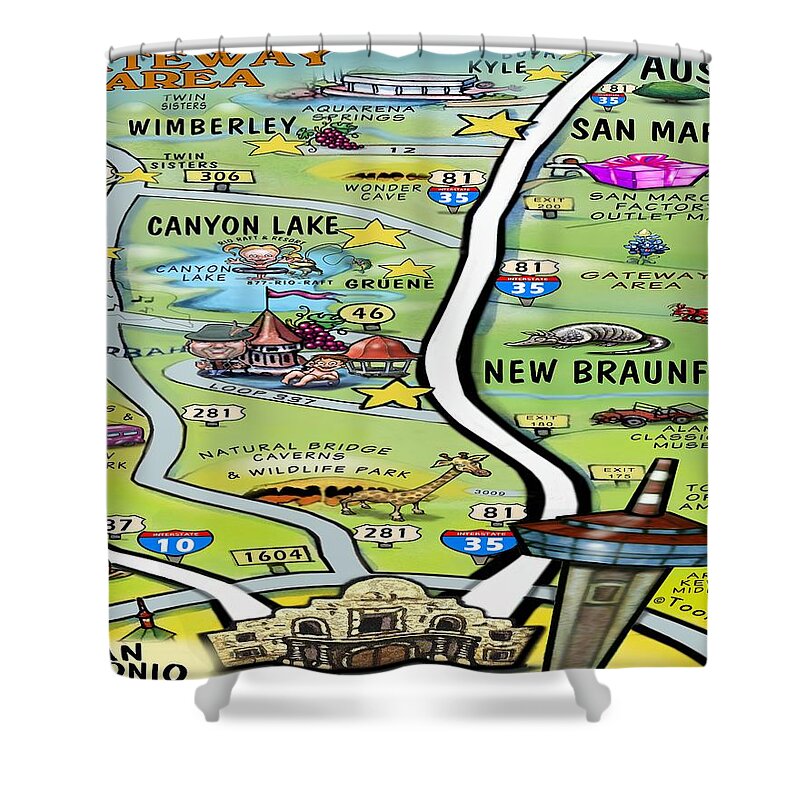 Gateway Shower Curtain featuring the digital art Gateway Area by Kevin Middleton