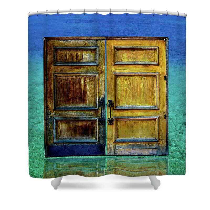 Door Shower Curtain featuring the photograph Gateway To Atlantis by Harry Spitz