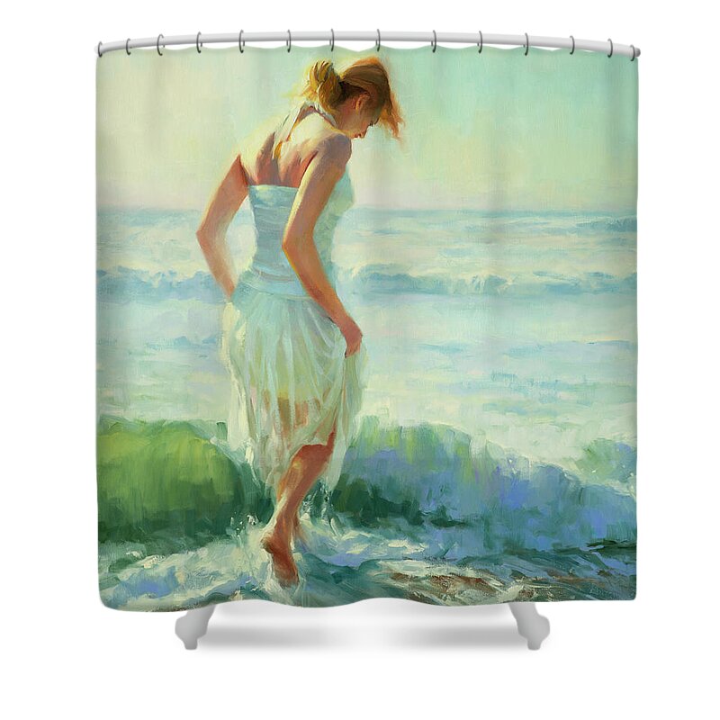 Seashore Shower Curtain featuring the painting Gathering Thoughts by Steve Henderson