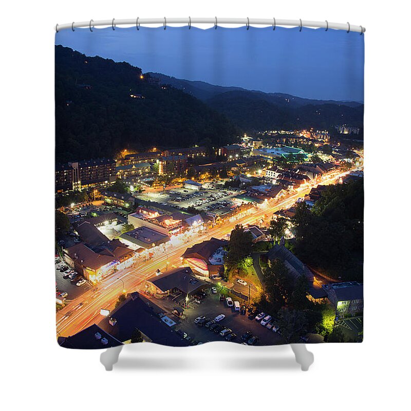 Gatlinburg Tennessee Shower Curtain featuring the photograph Gatlinburg Tennessee Night Life by Mike Eingle