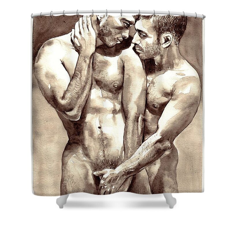 Love Shower Curtain featuring the painting Gay Love watercolor by Suzann Sines