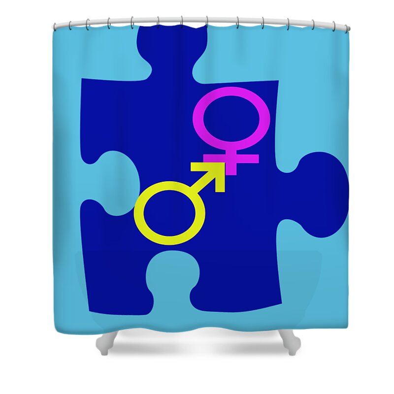 Puzzle Shower Curtain featuring the digital art Gender Conundrum by John Barnard