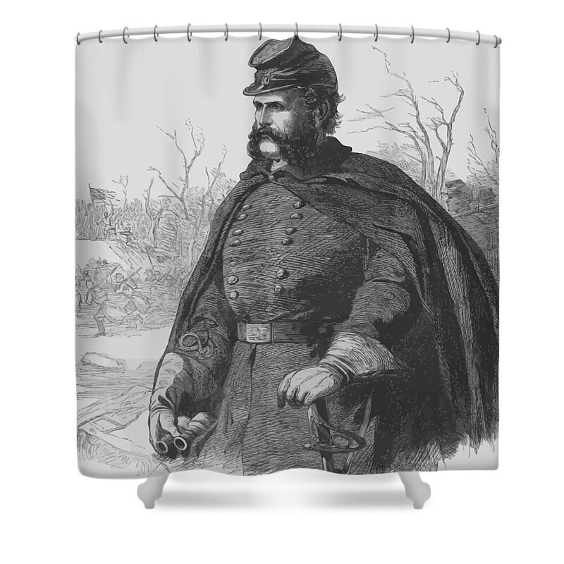 Ambrose Burnside Shower Curtain featuring the painting General Ambrose Burnside by War Is Hell Store