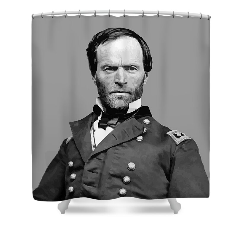 William Sherman Shower Curtain featuring the painting General William Tecumseh Sherman by War Is Hell Store