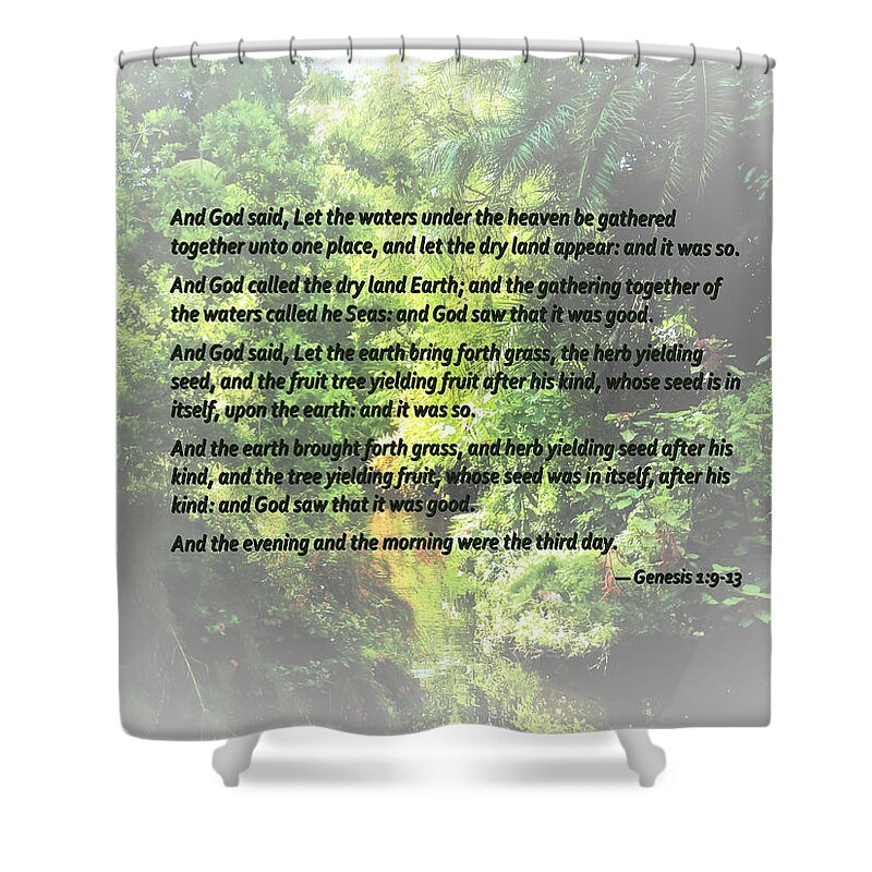 Religious Shower Curtain featuring the photograph Genesis 1 9-13 ... let the dry land appear by Susan Savad