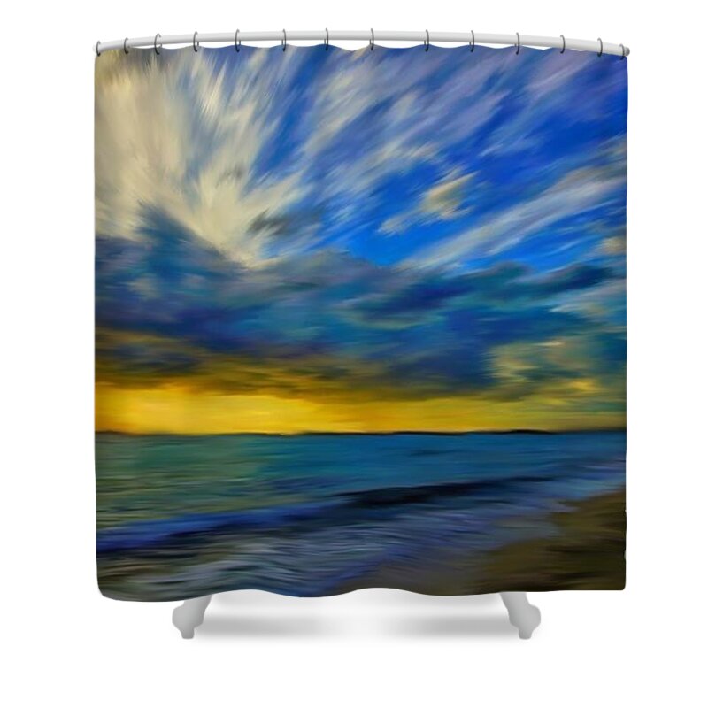  Shower Curtain featuring the painting Gentle Surf by Jack Bunds