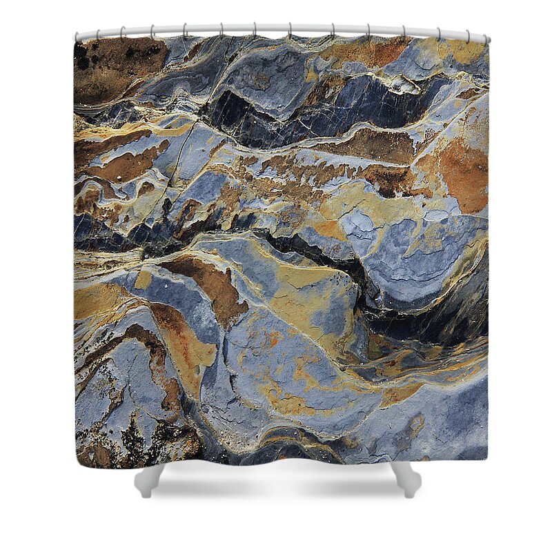 Geology Shower Curtain featuring the digital art Geologica VII by Julian Perry