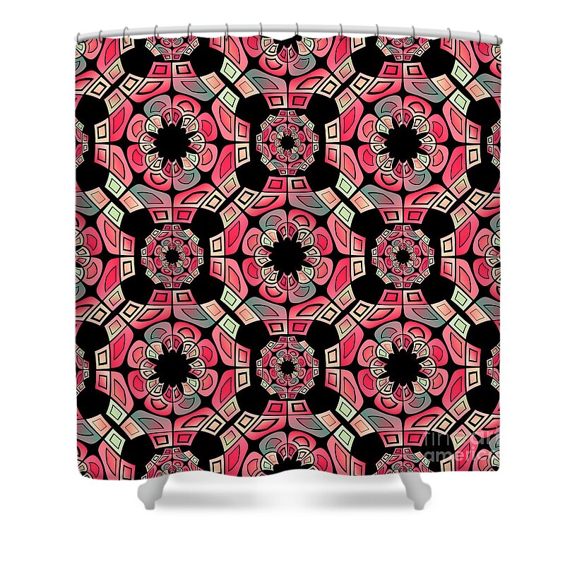 Tribal Shower Curtain featuring the digital art Geometric tribal pattern by Gaspar Avila