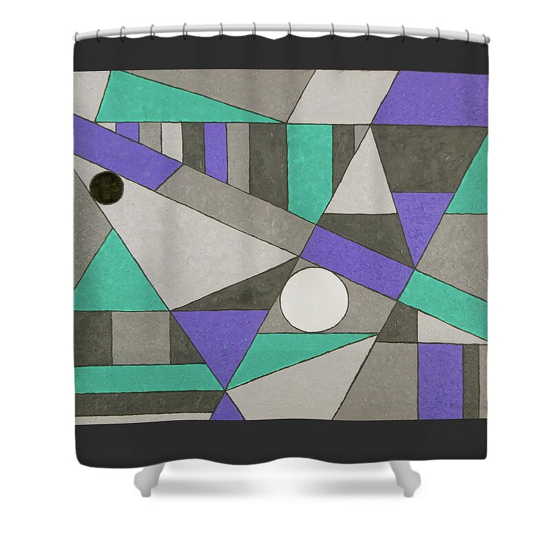 Abstract Wall Art Shower Curtain featuring the painting Geometry 101 No.4 by J Loren Reedy