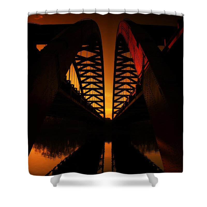 Sunset Shower Curtain featuring the photograph Geometry in Steel by Neil Shapiro