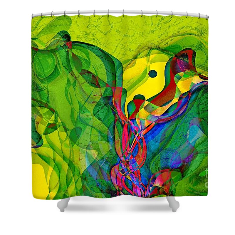 Abstract Shower Curtain featuring the digital art Geomox - 23 by Variance Collections