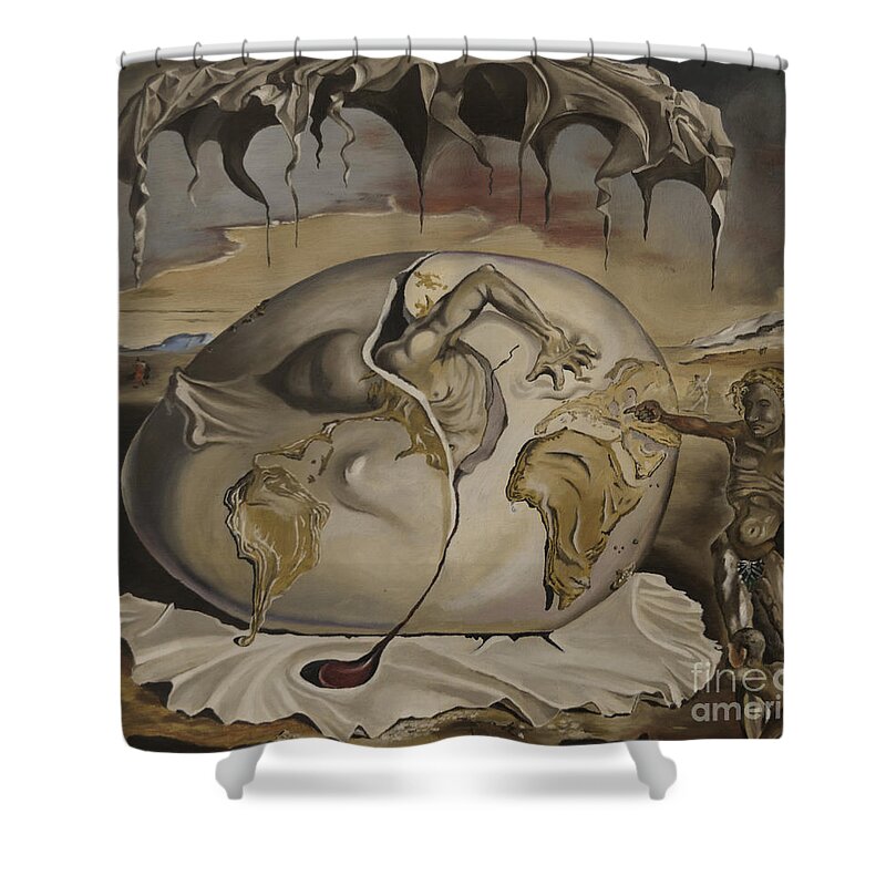 World Shower Curtain featuring the painting Dali's Geopolitical Child by James Lavott