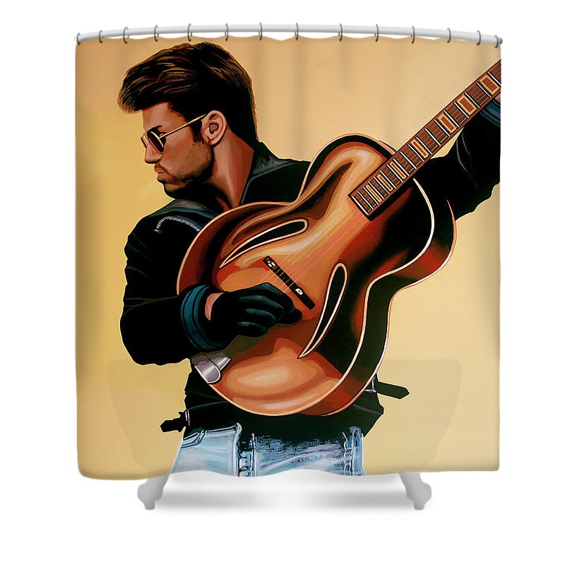 George Michael Shower Curtain featuring the painting George Michael Painting by Paul Meijering