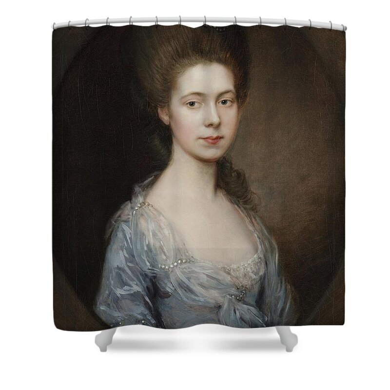 Thomas Gainsborough English 1727 - 1788 Mrs. George Oswald Shower Curtain featuring the painting George Oswald by Thomas