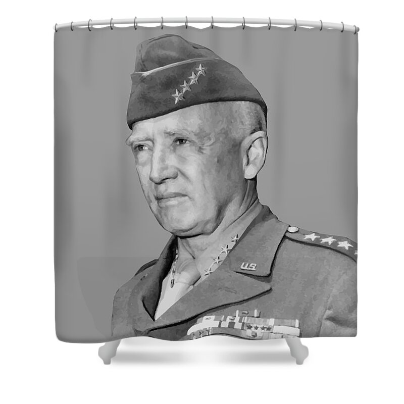 General Patton Shower Curtain featuring the painting George S. Patton by War Is Hell Store