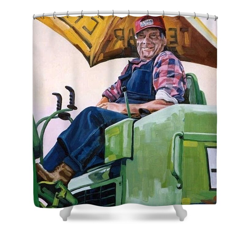 359 Shower Curtain featuring the painting George the Artist by Phil Chadwick