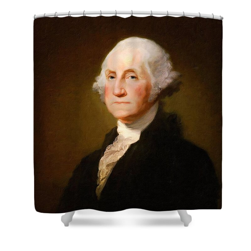 George Washington Shower Curtain featuring the painting George Washington by Vincent Monozlay