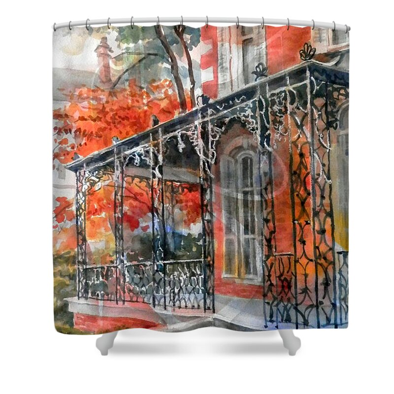 Architecture Shower Curtain featuring the painting Georgia Avenue Home by Martha Tisdale