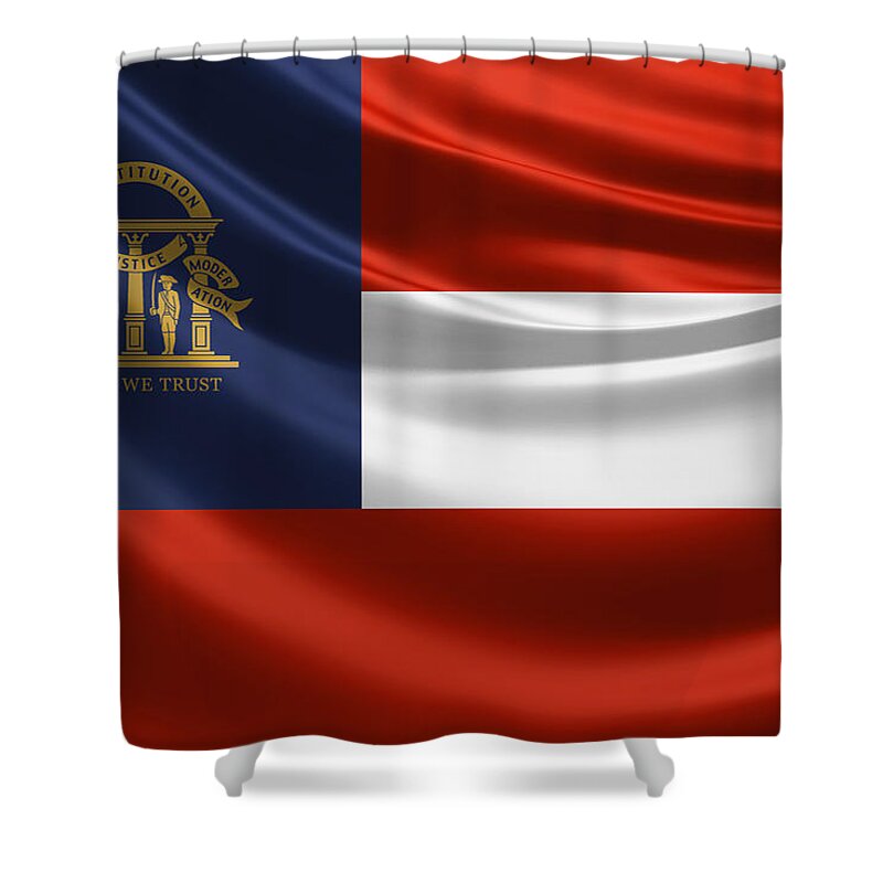 'state Heraldry' Collection By Serge Averbukh Shower Curtain featuring the digital art Georgia State Flag by Serge Averbukh