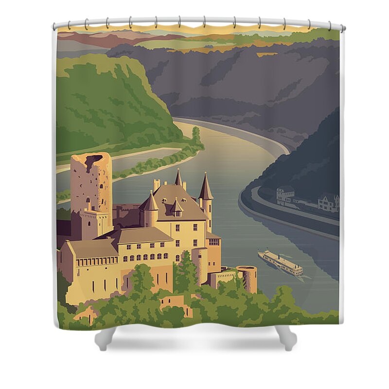 Germany Shower Curtain featuring the digital art Germany Retro Poster by Jim Zahniser
